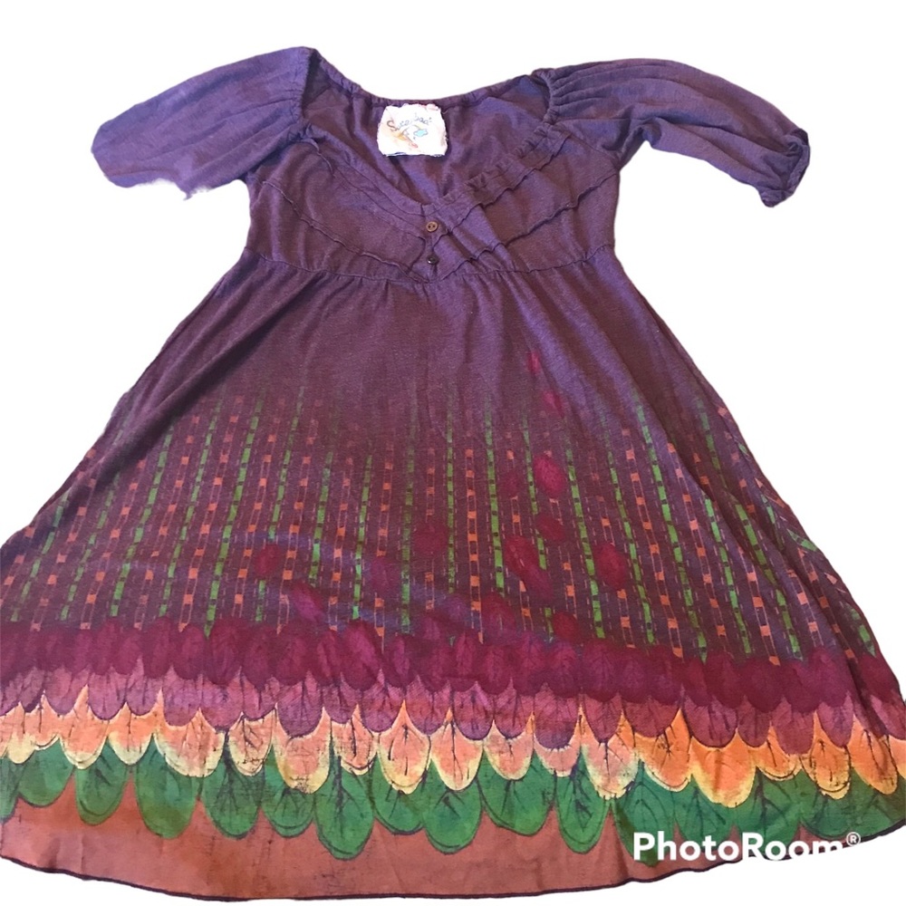 Anthropologie Scrapbook Originals Purple Abstract Petals Dress Sz M